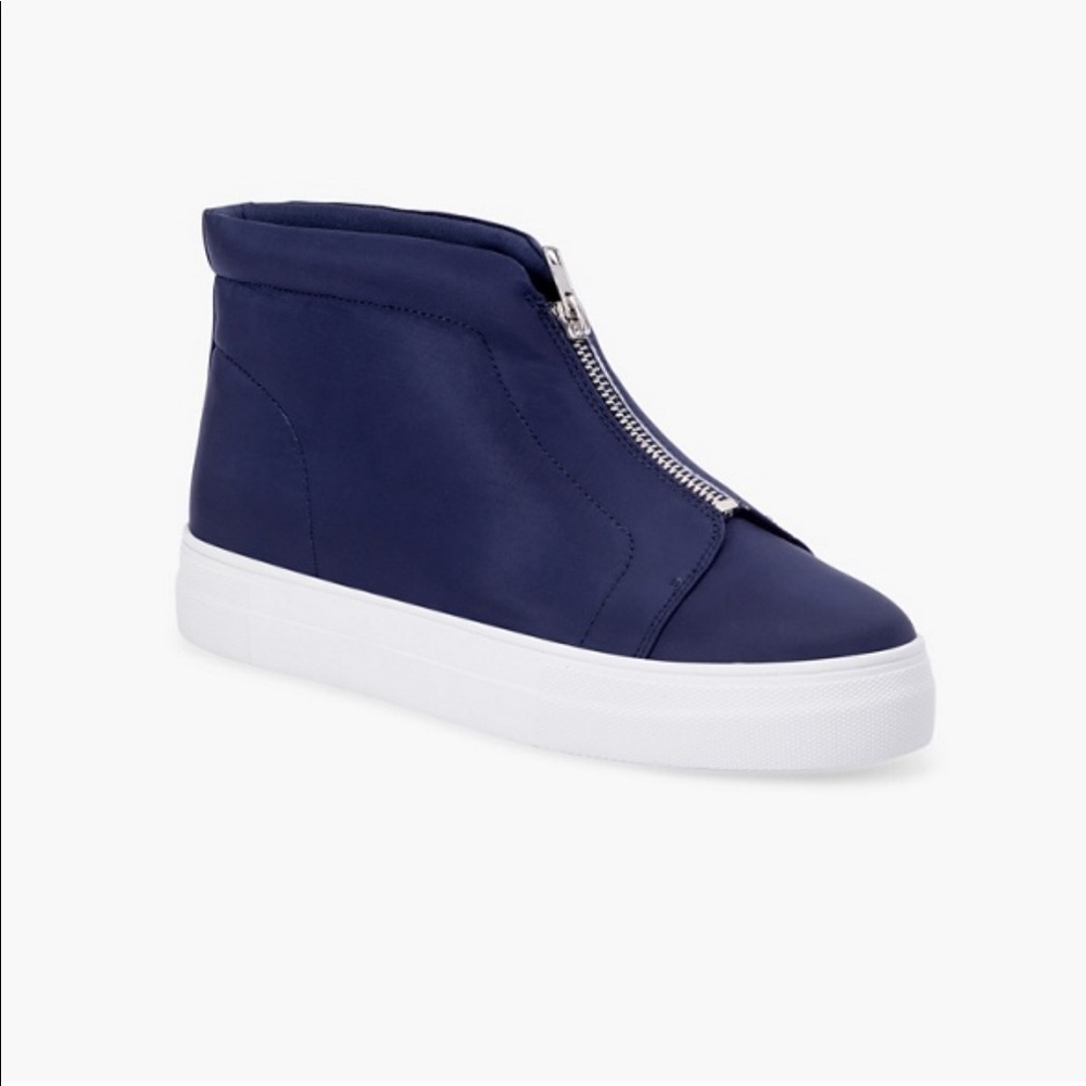 JustFab Women’s Shoes Eloise Front Zip High-Top Sneaker Size 8 Blue